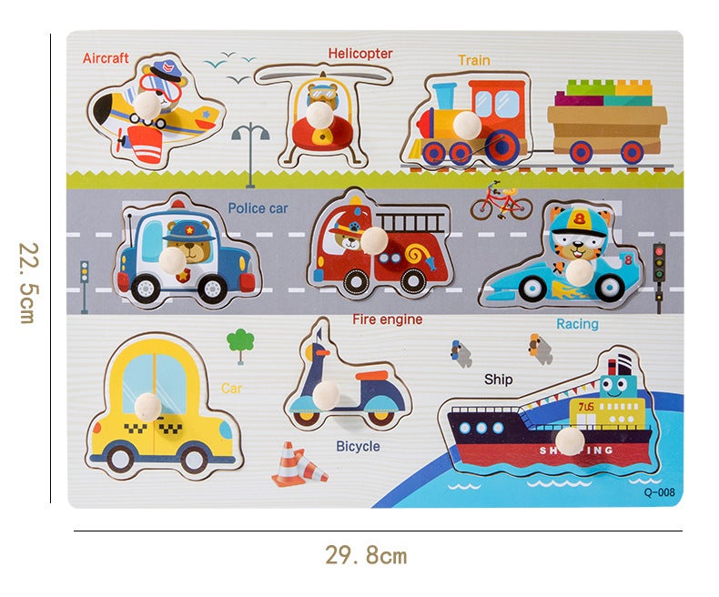 Wooden Hand-Held Jigsaw Puzzle Cognitive Jigsaw Puzzle Panel For Children Aged 1-3 - Image 1